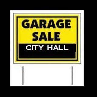 yellow garage sale sign