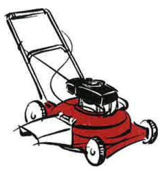 drawing of a red lawn mower